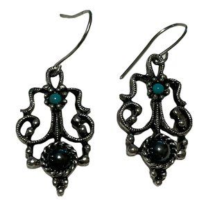 avon open work silver tone faux turquise hematite